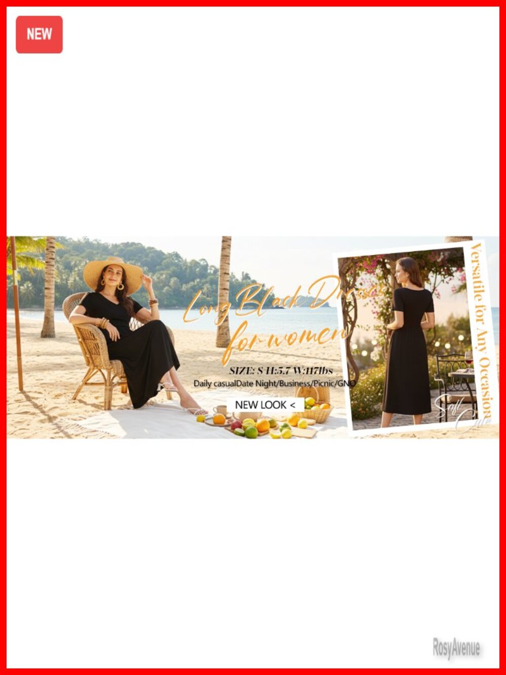 Flowy A-Line Midi Dress with Pockets S-2XL Casual Beach Vacation - Picture 6 of 7